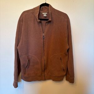 L.L. Bean Brown Zip Up Sweater Size Large 100% Cotton